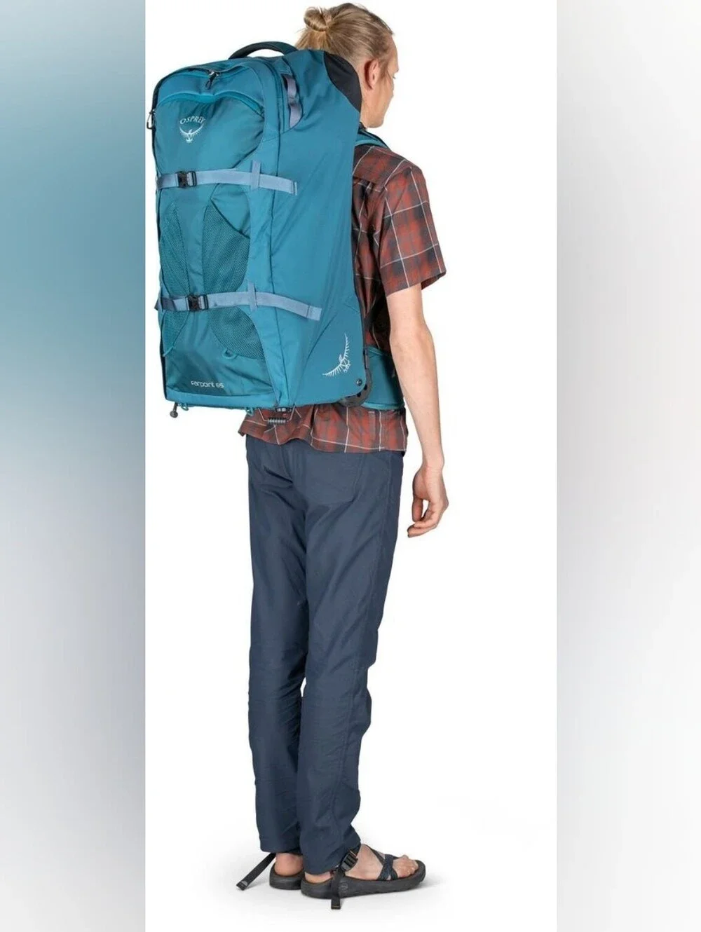 Osprey Farpoint 65L Women's Teal Blue Travel Backpack Wheeled Rolling